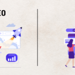 Two images illustrate people working on computers, highlighting one individual in SEO and another in UX design.