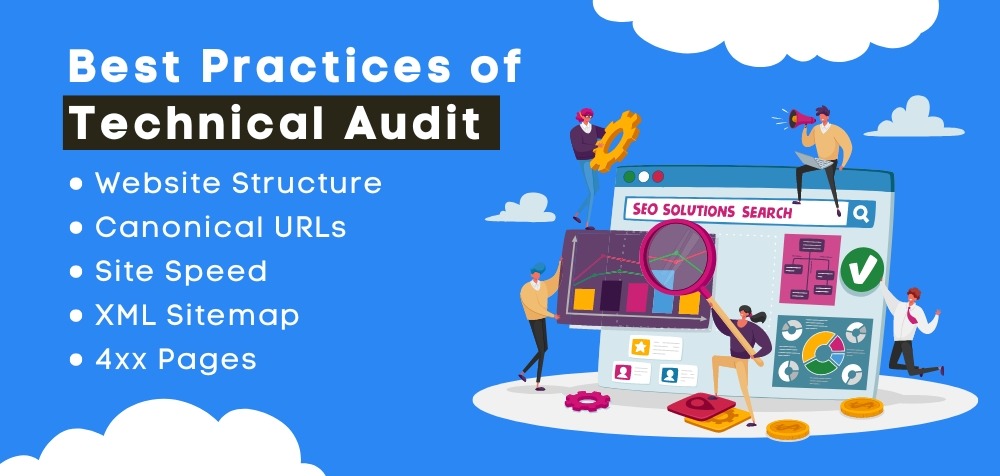 A diagram representing best practices in technical auditing, emphasizing important techniques and evaluation methods.