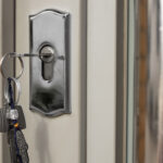 closed door with keys hanging